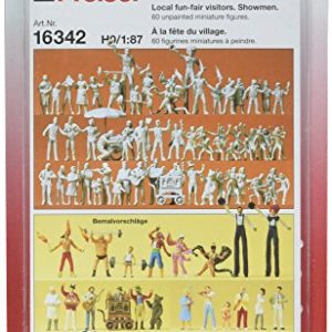 Preiser 16342 Unpainted Figure Set Fair Visitors & Showmen pkg(60) HO Scale Figure