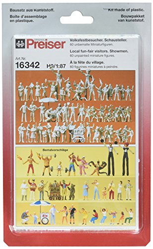 Preiser 16342 Unpainted Figure Set Fair Visitors & Showmen pkg(60) HO Scale Figure