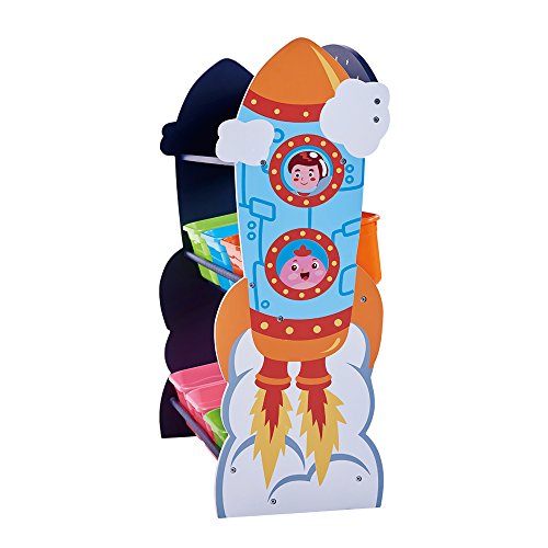 Fantasy Fields - Outer Space Kids' Toy Organizer with 6 Storage Bins, Blue