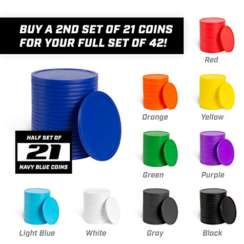 GoSports Giant Four in a Row Replacement Game Coins | For GoSports 3’ Size Game Sets Only | Set of 21 Coins - Choose Your Color