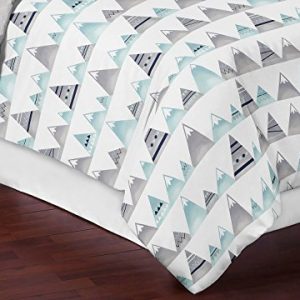 Sweet Jojo Designs 3-Piece Navy Blue, Aqua and Grey Aztec Mountains Boy or Girl Full/Queen Kid Childrens Teen Bedding Comforter Set