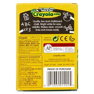 Crayola Nontoxic Anti-Dust Chalk, White, 12 Sticks/Box (50-1402)