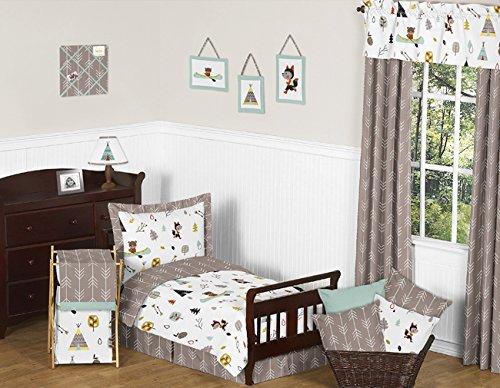 Sweet Jojo Designs 2-Piece Nature Fox Bear Animals Boys Window Treatment Panels for Outdoor Adventure Panels
