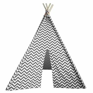 Modern Home Children's Oxford Tepee Set with Travel Case - Gray Chevron