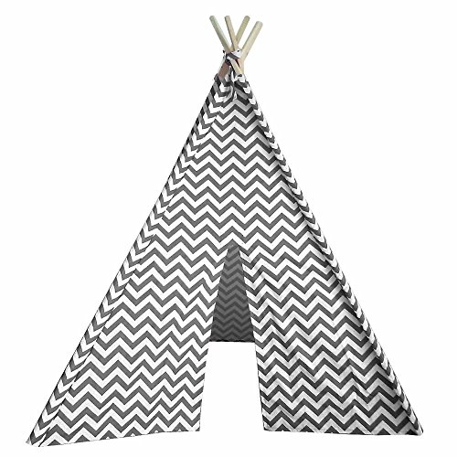 Modern Home Children's Oxford Tepee Set with Travel Case - Gray Chevron
