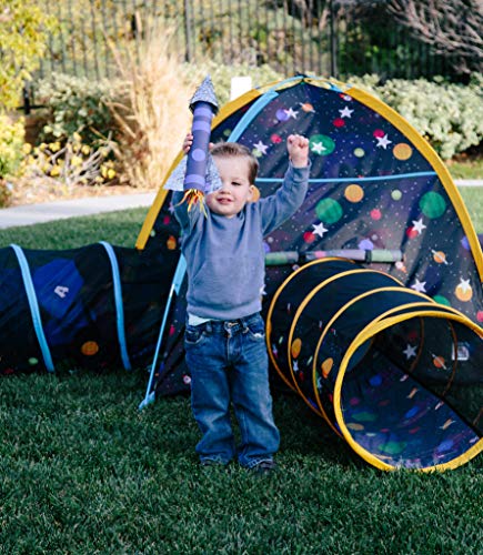 Pacific Play Tents 41855 Kids Galaxy Combo Dome Tent with 4 Tunnels - Glow in the Dark Stars