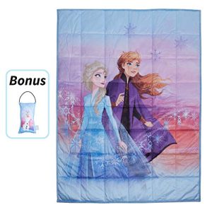 Franco Bedding Super Soft Plush Kids Weighted Blanket with Bonus Door Knob Pillow, 36" x 48” 4.5lbs, Disney Frozen 2
