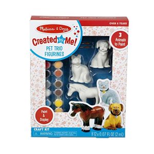 Melissa & Doug Created by Me! Pet Figurines Craft Kit (Resin Dog, Cat, Horse, 12 Paints, 2 Brushes , Great Gift for Girls and Boys - Best for 8, 9, 10 Year Olds, 11, 12 and Up)