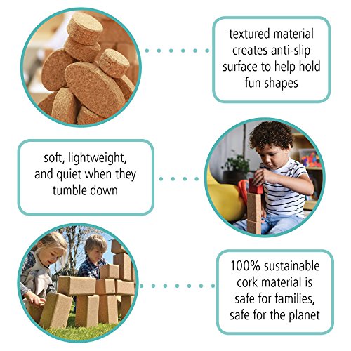 ECR4Kids KORXX Eco-Blox with Storage Container - Cork Building Block Set for Kids (35-Piece Kit)