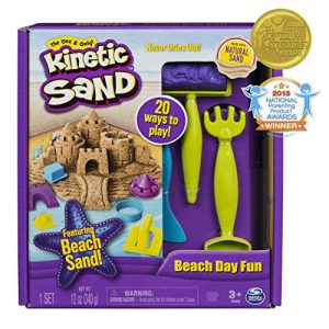 The One and Only Kinetic Sand, Beach Day Fun Playset with Castle Molds, Tools, and 12 oz. of Kinetic Sand for Ages 3 and Up - 6037423