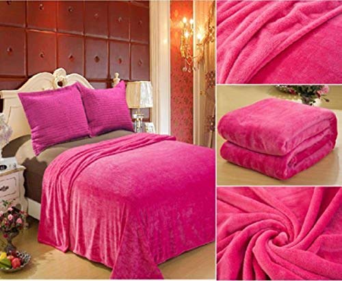 Home Must Haves Solid Hot Pink Affordable Blanket Bedding Throw Fleece Super Soft Warm, Queen, Size