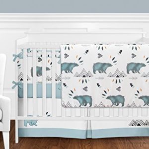 Sweet Jojo Designs 3-Piece Bear Mountain Watercolor Boy Full/Queen Kid Childrens Teen Bedding Comforter Set