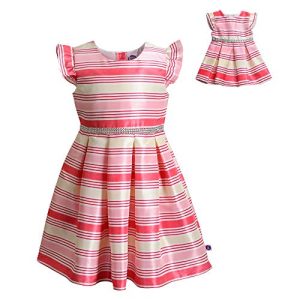 Dollie & Me Cap Sleeve Dress Set with Matching Outfit-Girl & 18 Inch Doll Clothes