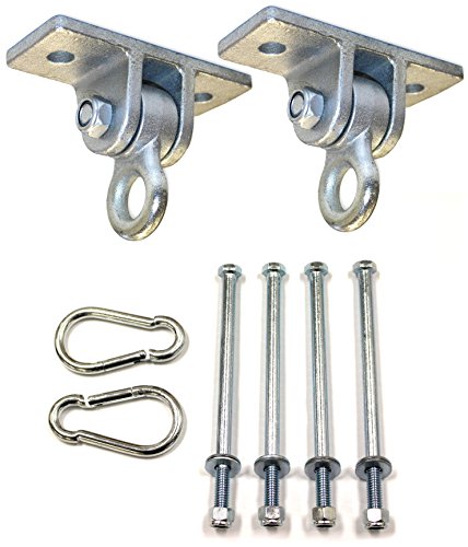 Eastern Jungle Gym 2 Heavy Duty Swing Hangers for Wooden Swing Set Playground Porch Indoor Outdoor Seat with Nut & Bolt Mounting Hardware and Snap Hooks