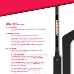Cosom Senior Plastic Hockey Sticks for Floor Hockey and Street Hockey, High School Physical Education Equipment, Plastic Hockey Equipment for Practice and Training