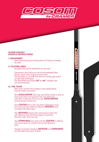 Cosom Senior Plastic Hockey Sticks for Floor Hockey and Street Hockey, High School Physical Education Equipment, Plastic Hockey Equipment for Practice and Training