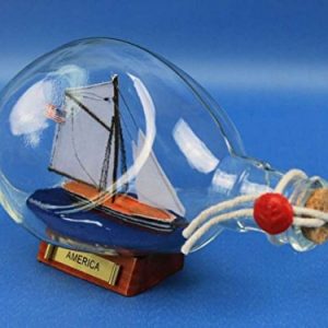 Hampton Nautical America Sailboat in A Glass Bottle, 7"