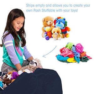 Posh Stuffable Kids Stuffed Animal Storage Bean Bag Chair Cover - Childrens Toy Organizer, Large 38" - Solid Navy Blue