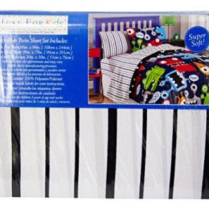 Just For Kids Black/White Stripe Twin 3 Piece Sheet Set