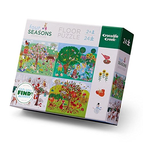 Crocodile Creek 4185-4 Four Seasons Early Learning Puzzle (24 Piece), Green/Blue/Red/Pink