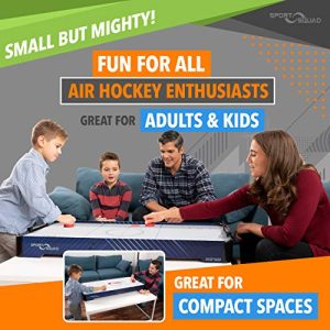 Sport Squad HX40 40 inch Table Top Air Hockey Table for Kids and Adults - Electric Motor Fan - Includes 2 Pushers and 2 Air Hockey Pucks - Great for Playing on The Floor, Tabletop, or Dorm Room