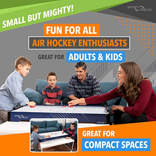 Sport Squad HX40 40 inch Table Top Air Hockey Table for Kids and Adults - Electric Motor Fan - Includes 2 Pushers and 2 Air Hockey Pucks - Great for Playing on The Floor, Tabletop, or Dorm Room