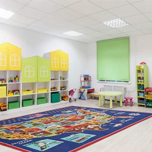 Smithsonian Rug US Map Learning Carpets Bedding Play Mat Classroom Decorations Blue Area Rugs 8x10, Navy