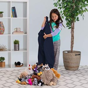 Posh Stuffable Kids Stuffed Animal Storage Bean Bag Chair Cover - Childrens Toy Organizer, Large 38" - Solid Navy Blue