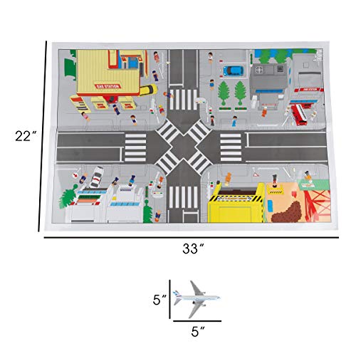 Hey! Play! Airport Playset – 43Piece Diecast & Plastic Airplane & Delivery Truck Toys with Mat & Accessories for Toddlers & Children