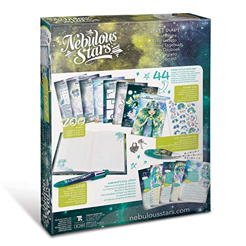 NEBULOUS STARS Marinia's Secret Diary, Motif Applicator Pen & Ball Pen & Lock Included, Multicolor