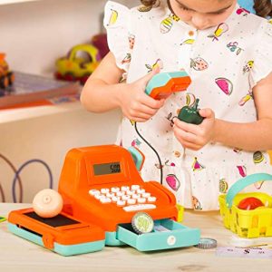 Battat Cash Register Toy Playset – Pretend Play Kids Calculator Cash Register with Accessories for 3+ (26-Pieces)