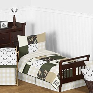 Sweet Jojo Designs Green and Beige Rustic Deer Buffalo Plaid Check Baby Kid Clothes Laundry Hamper for Woodland Camo Collection