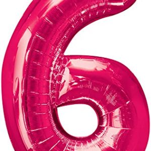 Anagram 28290 Number 6 Pink Foil Balloon, 34"