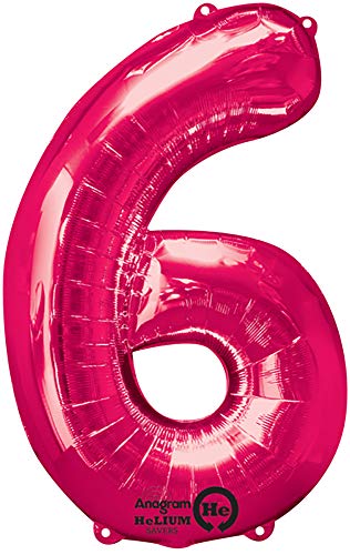 Anagram 28290 Number 6 Pink Foil Balloon, 34"