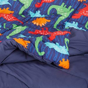 AmazonBasics Easy Care Super Soft Microfiber Kid's Bed-in-a-Bag Bedding Set - Full / Queen, Multi-Color Dinosaurs