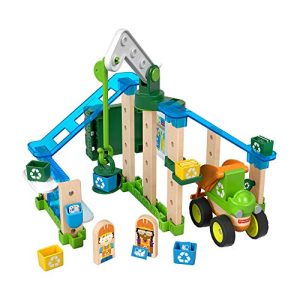 Fisher-Price Wonder Makers Design System Lift & Sort Recycling Center - 35+ Piece Building and Wooden Track Play Set for Ages 3 Years & Up