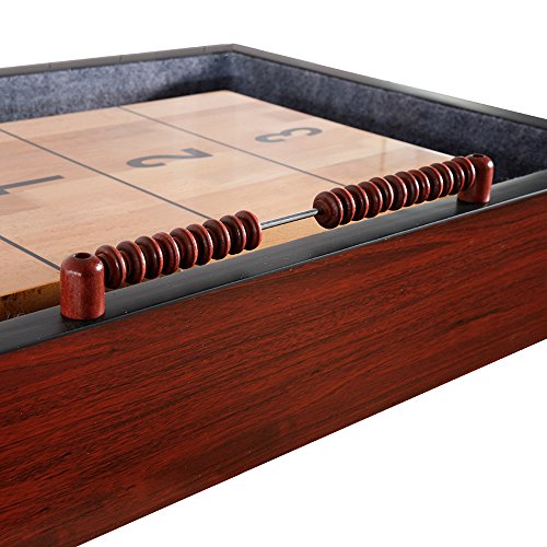 Challenger Shuffleboard Table w Dark Cherry Finish, Hardwood Playfield and Storage Cabinets