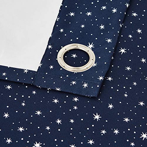 AmazonBasics Kids Room Darkening Blackout Window Curtain Set with Grommets - 42" x 84", Navy Galaxy