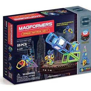 Magformers Magic Space 55 Pieces, Rainbow Colors, Educational Magnetic Geometric Shapes Tiles Building STEM Toy Set Ages 3+