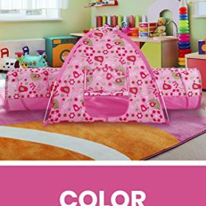Alvantor Floral Garden 2 Tunnel Playhouse Toddler Playground Kids Play Tent Indoor and Outdoor Pink Princess House Great Game and Toy Gift for Children Fun, 75.6"x44"x37"