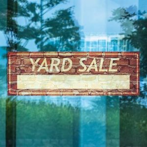 CGSignLab |"Yard Sale -Ghost Aged Brick" Window Cling | 36"x12"