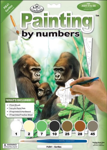 Royal & Langnickel Painting by Numbers Junior Small Art Activity Kit, Gorillas