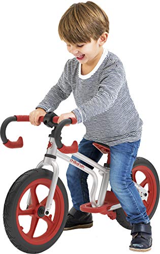 Chillafish Fixie Fixed-Gear Styled Balance Bike with Integrated Footrest, Footbrake & Airless Rubberskin Tires, Red