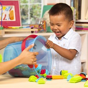 Bristle Blocks by Battat – The Official Bristle Blocks – 128 Pieces in a Bucket – Creativity Building Toys for Dexterity and Fine Motricity – BPA Free 2 years +