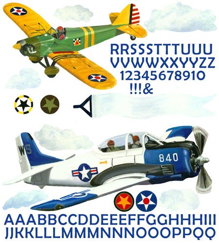 Oopsy daisy Airplanes Peel and Place Childrens Wall Decals by Jill Pabich, 54 by 60-Inch