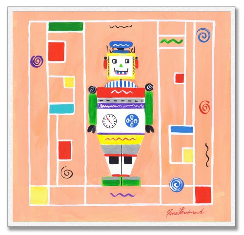 The Kids Room by Stupell Robot on Orange Background Square Wall Plaque
