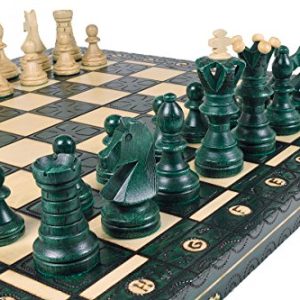 Green Royal Wooden Chess Board Wood 21 X 21 Inchess