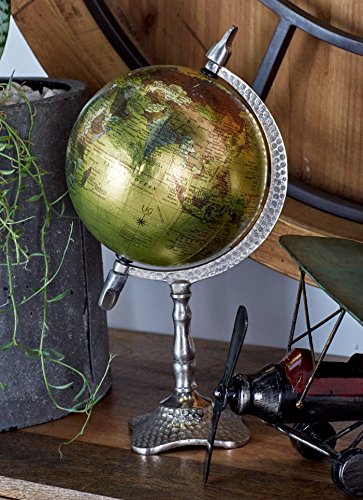 Deco 79 Traditional Plastic and Metal Decorative Globe, 7" W x 13" H, Textured Multicolored Finish