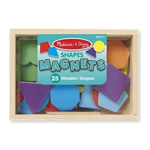 Melissa & Doug 25 Wooden Shape and Color Magnets in a Box