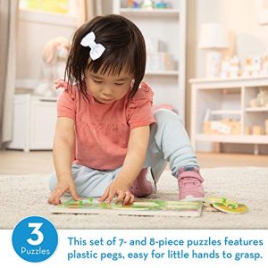 Melissa & Doug Peg Puzzles Set, Farm Animals, Pets, Ocean (3 Peg Puzzles, Best for 2, 3, and 4 Year Olds) & Disney Classics Alphabet Wooden Peg Puzzle (26 Pieces, Best for 3, 4, 5 Year Olds and Up)
